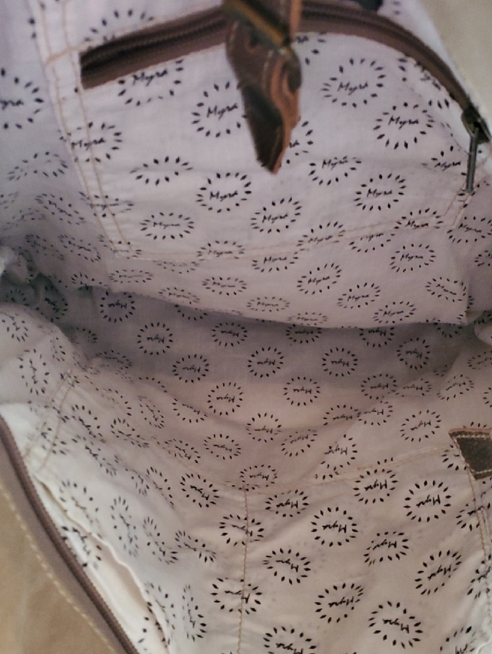 Myra Bag Pink Patterned Tote with Brown Straps - Picture 7 of 8